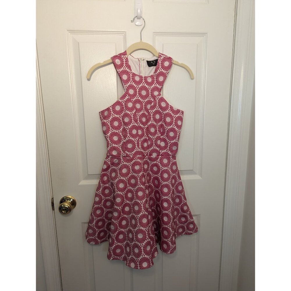 Sleeveless Pink Patterned Fit & Flare Dress - Picture 3 of 5